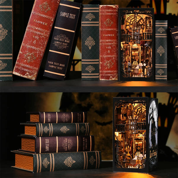 Spooky Book Nook Kit – Haunted Mansion Mini Library (DIY Assembly)